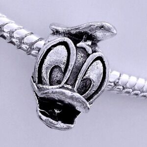 Donald Duck Silver Bead Charm Fits Snake Chain Bracelet